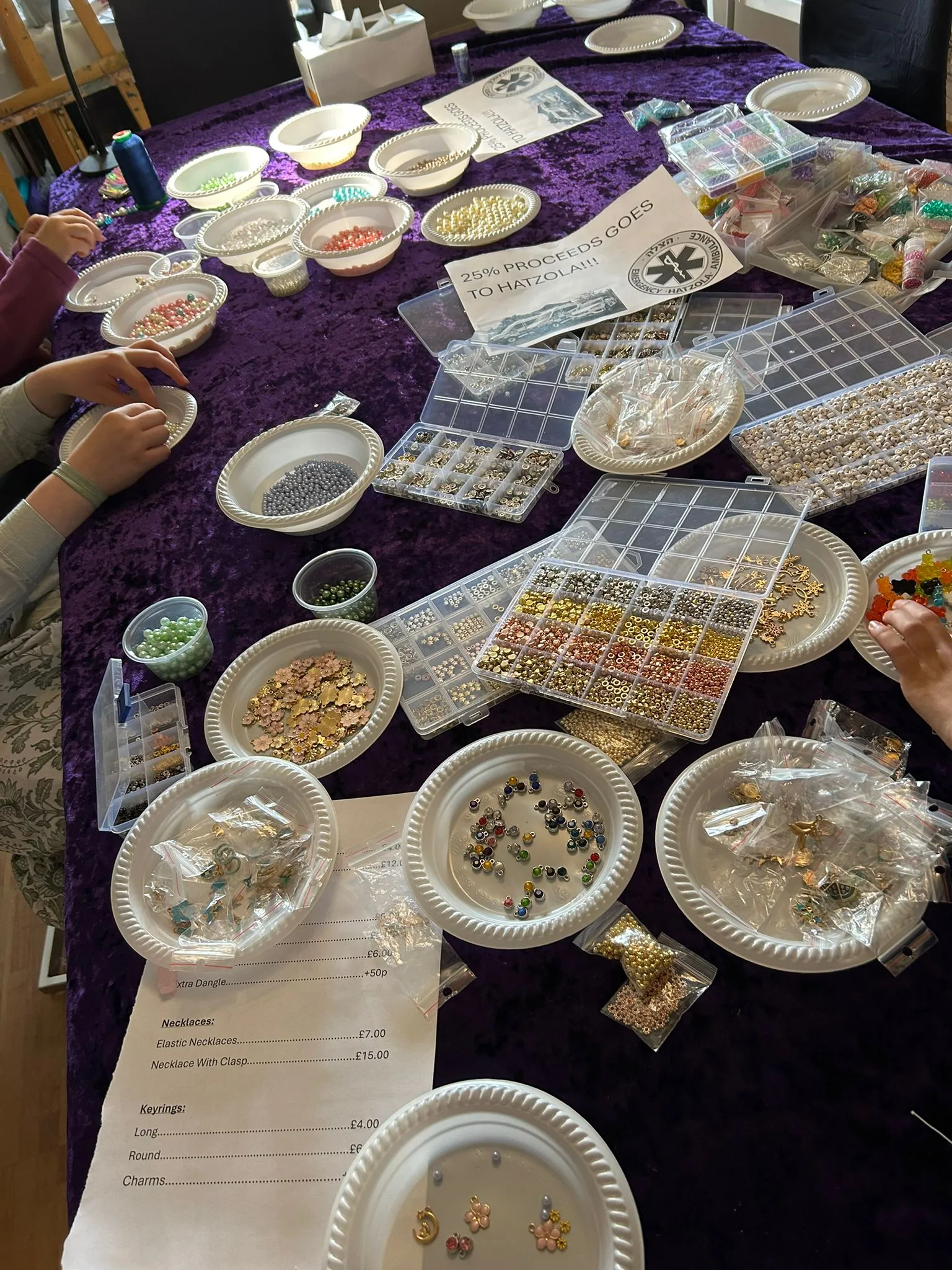 Colourful beads and materials laid out